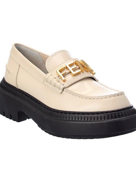 Fendi Shoes - FENDI Fendigraphy Graphy Signature Logo Leather Platform Loafers Shoes
